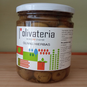 Aceitunas ecológicas, a la hierbas. 435 gr.