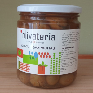 Aceitunas ecológicas, gazpachas. 435 gr.