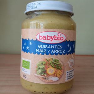 Alimentación infantil eco, potito guisantes maíz y arro